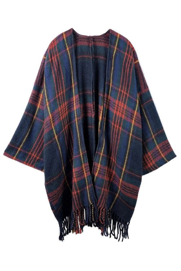 Navy Plaid Kimono