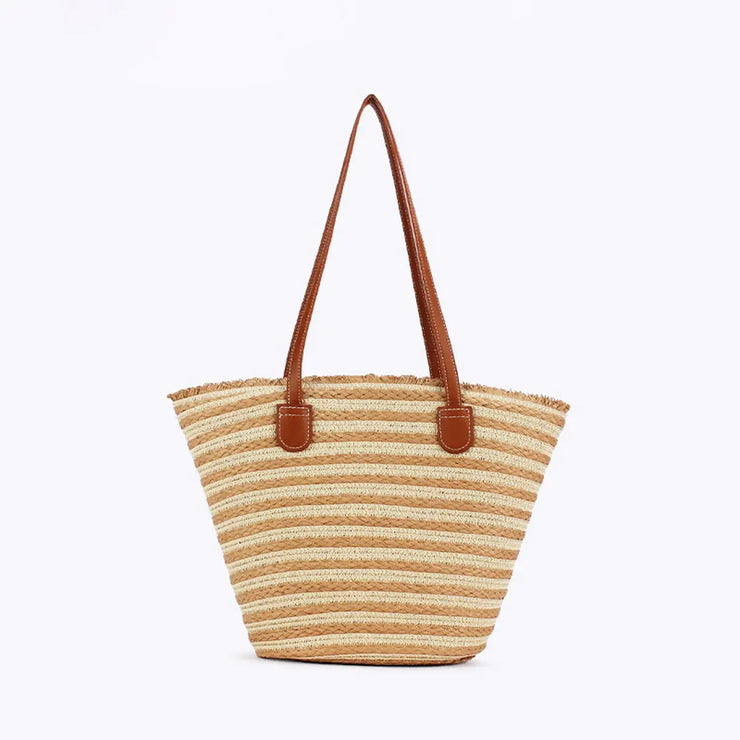 Beige Striped Shoulder Bag
