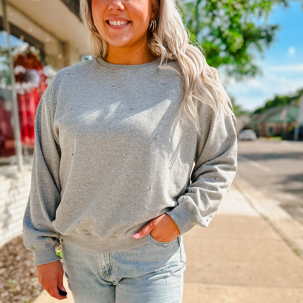 Crystal Embellishment Sweatshirt - Grey