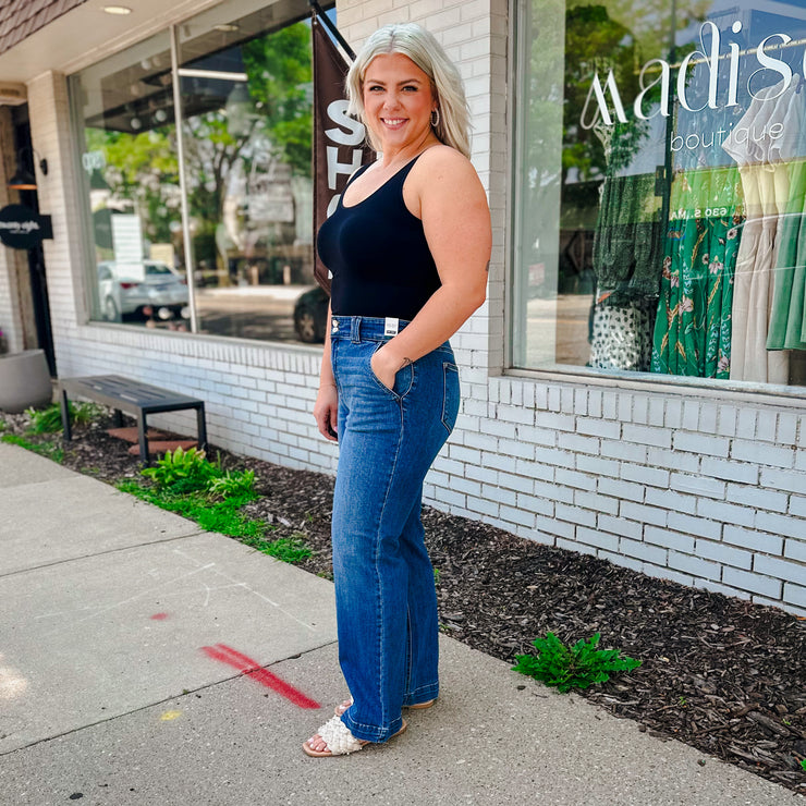 High Waisted Wide Leg Denim