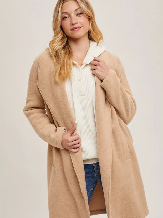 Beige Open Front Coat