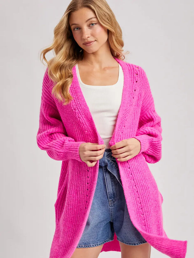 Hot Pink Long Cardigan