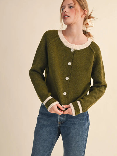 Olive Two Tone Cardigan