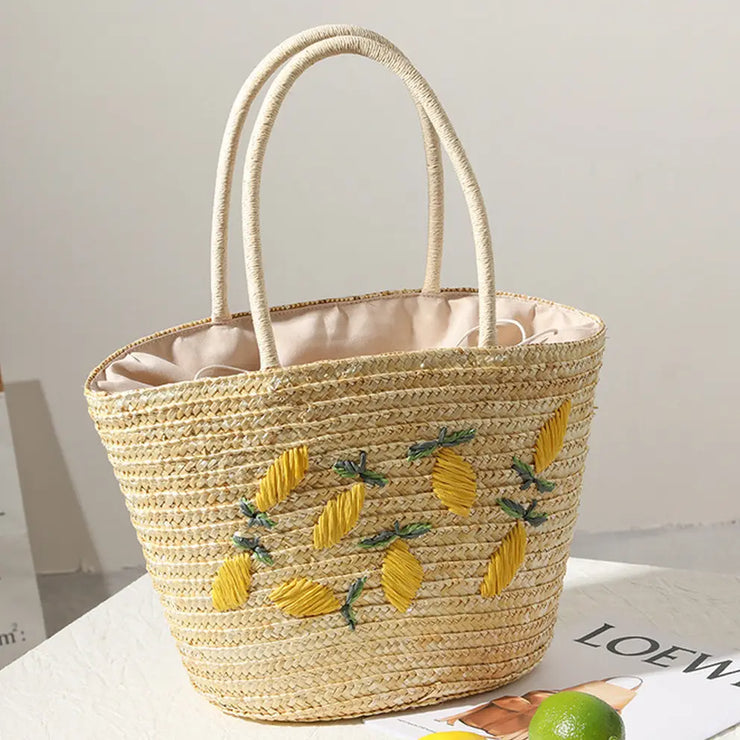 Woven Lemon Embroidered Bag