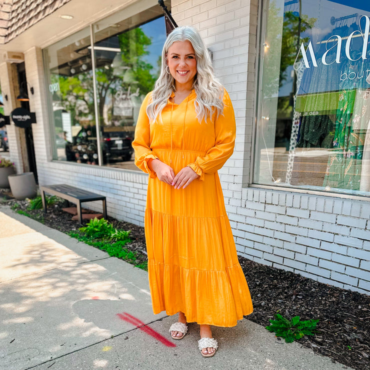 Marigold Long Sleeve Ruffle Tiered Maxi