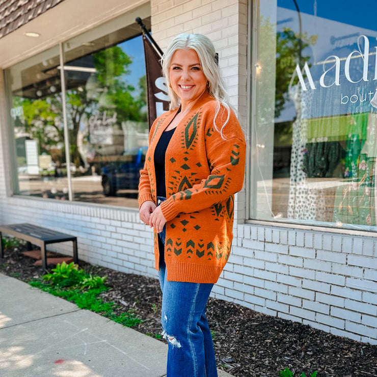 Aztec Cardigan - Rust