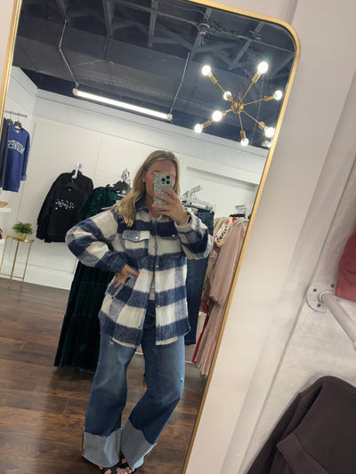 Navy Flannel Shacket