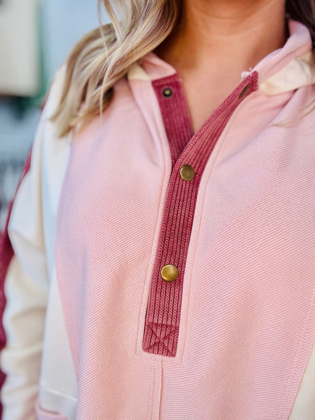 Berry and Beige Color Block Henley