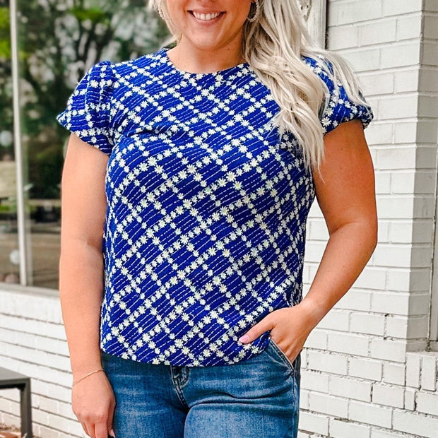 Bubble Cap Sleeve Knit Top- small