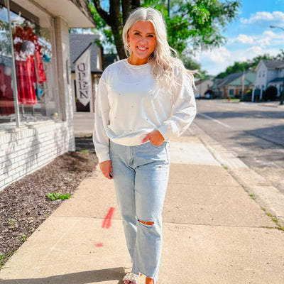 Crystal Embellishment Sweatshirt - White