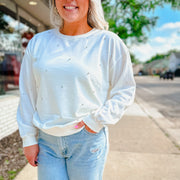 Crystal Embellishment Sweatshirt - White