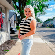 Stripe Zip Up Sweater Vest