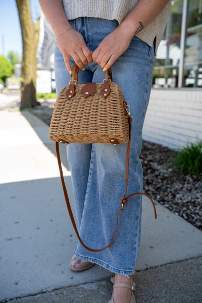 Brown Crossbody Woven Bag