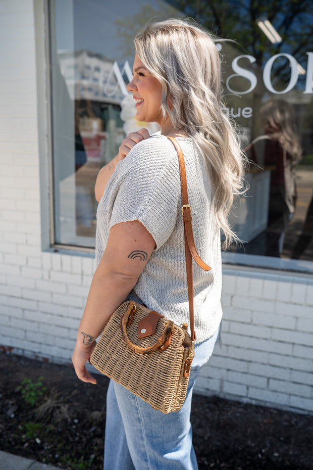 Brown Crossbody Woven Bag