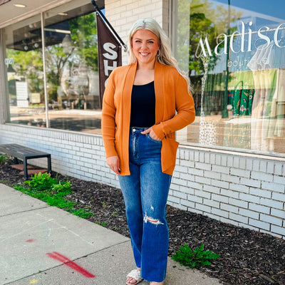 Waffle Textured Cardigan - Camel