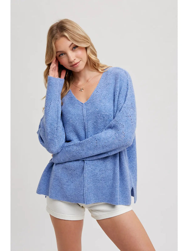 Blue V Neck Sweater