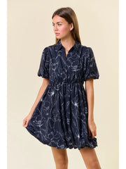 Black Floral Print Mini Dress