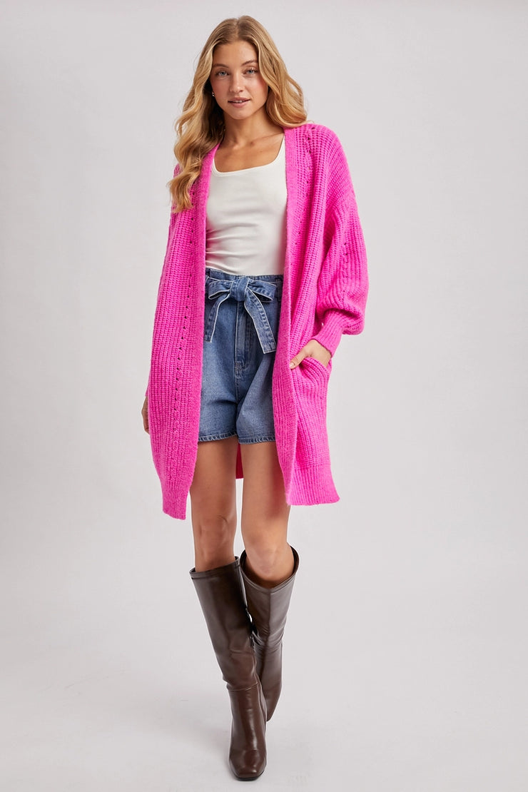 Hot Pink Long Cardigan