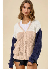 Navy Color Block Cardigan