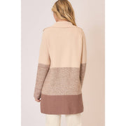 Waffle Knit Color Block Cardigan