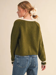 Olive Two Tone Cardigan