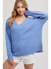 Blue V Neck Sweater