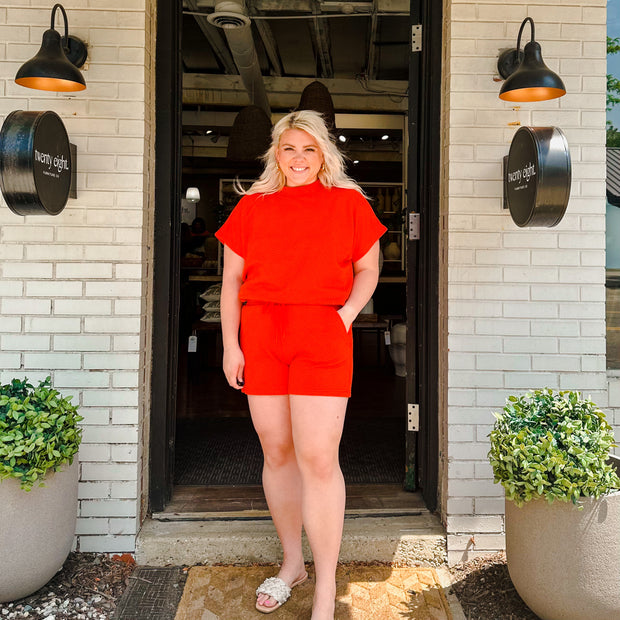Textured Soft Shorts - Coral