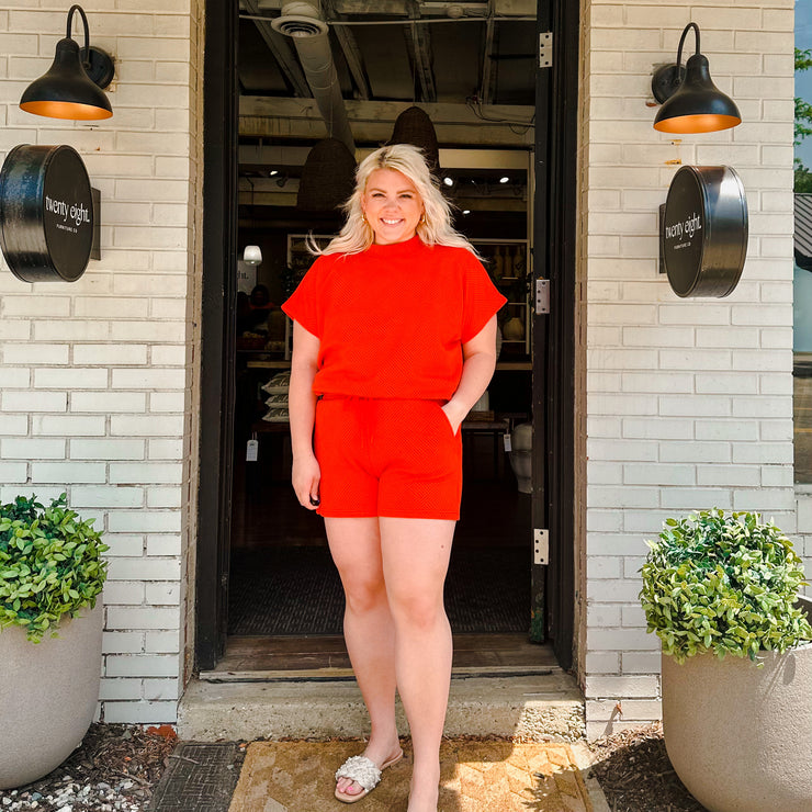 Textured Soft Shorts - Coral