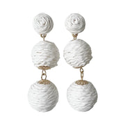 White Ball Dangly Earrings