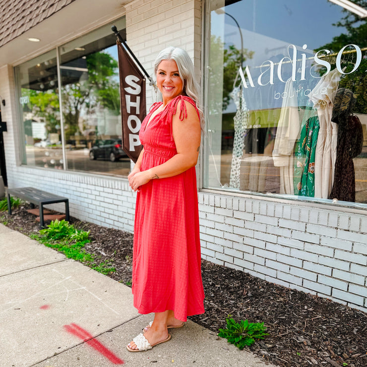 Red Midi Flare Dress