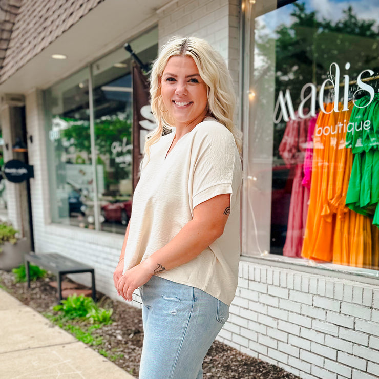 V-neck short sleeve top - 3 colors