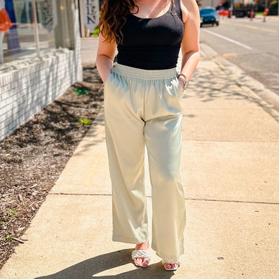 Relaxed Fabric Lounge Pants- Sage - large