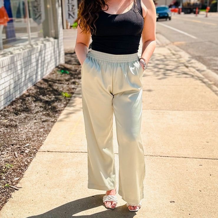 Relaxed Fabric Lounge Pants- Sage - large