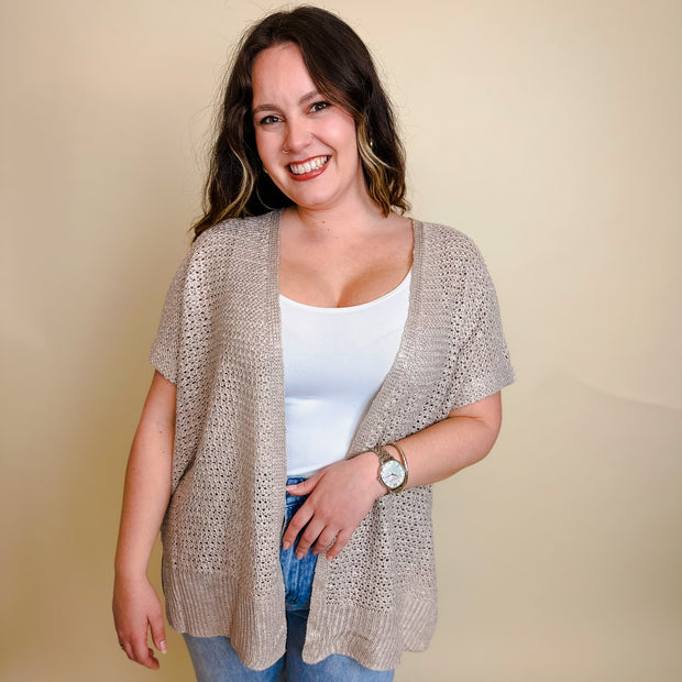 Crochet Sweater Cardigan - Mocha