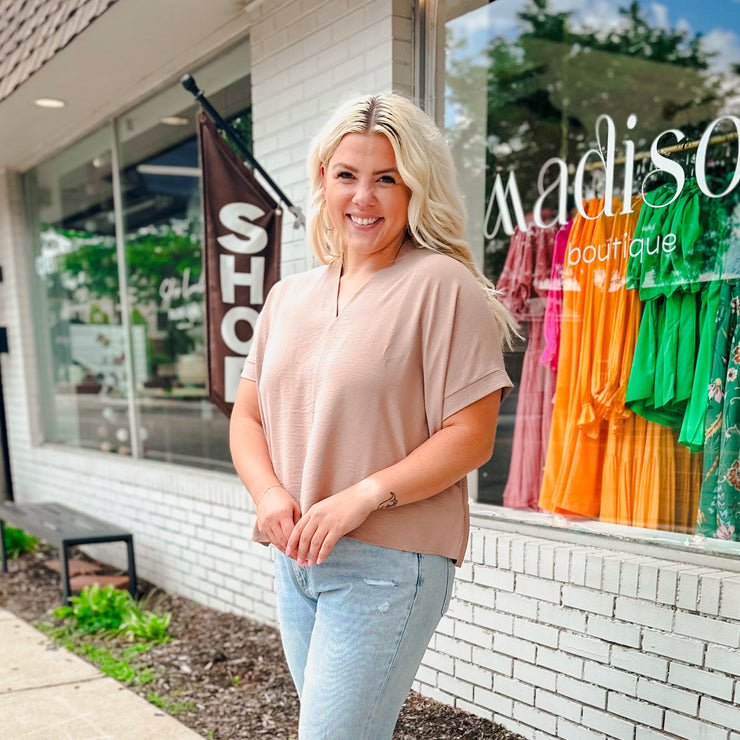 V-neck short sleeve top - 3 colors