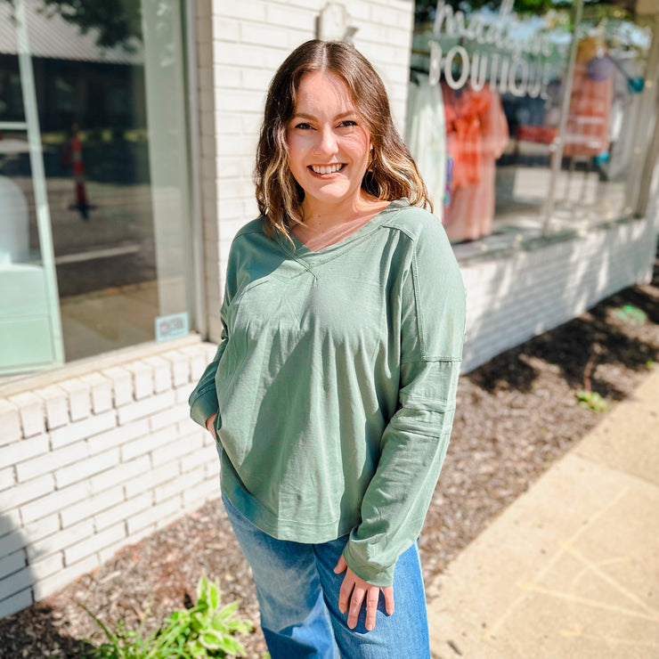 Long Sleeve Knit Top - Pistachio