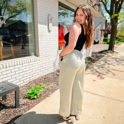Relaxed Fabric Lounge Pants- Sage - large