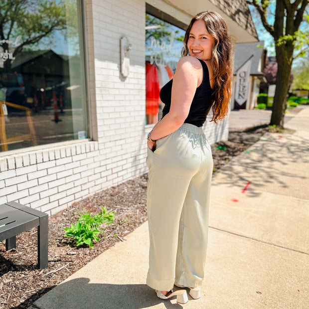 Relaxed Fabric Lounge Pants- Sage - large
