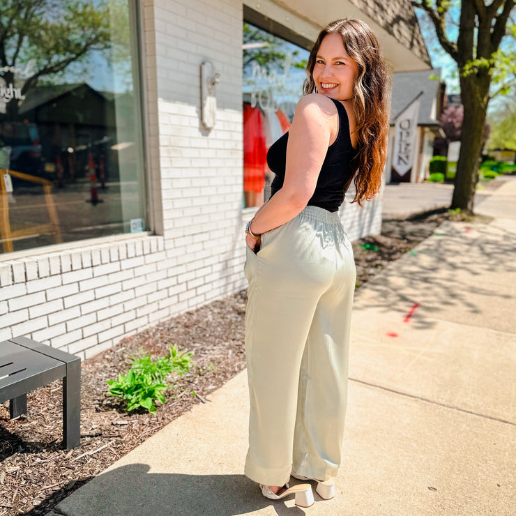Relaxed Fabric Lounge Pants- Sage - large