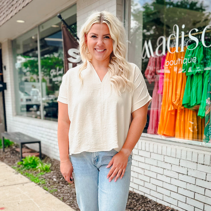 V-neck short sleeve top - 3 colors