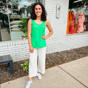 Ruffle Strap Button Top