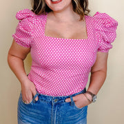 Patterned Bodysuit With Contrast - Pink - small