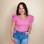 Patterned Bodysuit With Contrast - Pink - small