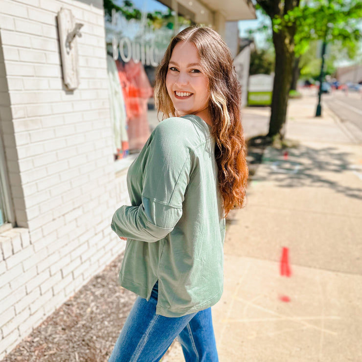 Long Sleeve Knit Top - Pistachio