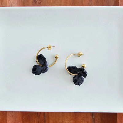 Black Flower Magnolia Hoop