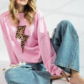 Leopard Lightning Bolt Crewneck