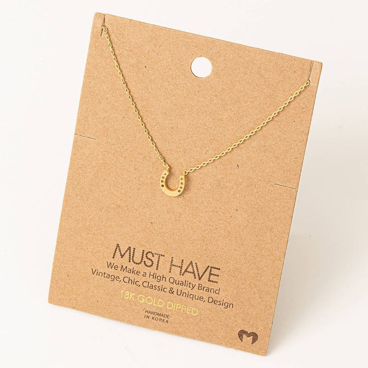 Mini Horseshoe Pendant Necklace - Gold