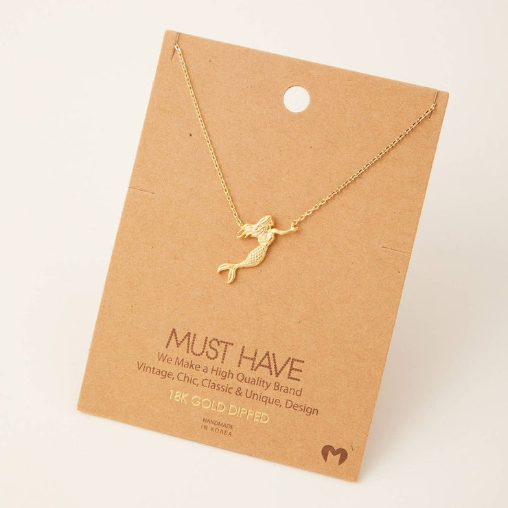 Swimming Mermaid Necklace - Gold