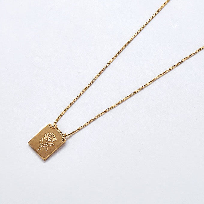 Rose Bar Pendant Necklace