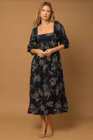 Dark Navy Floral Dress